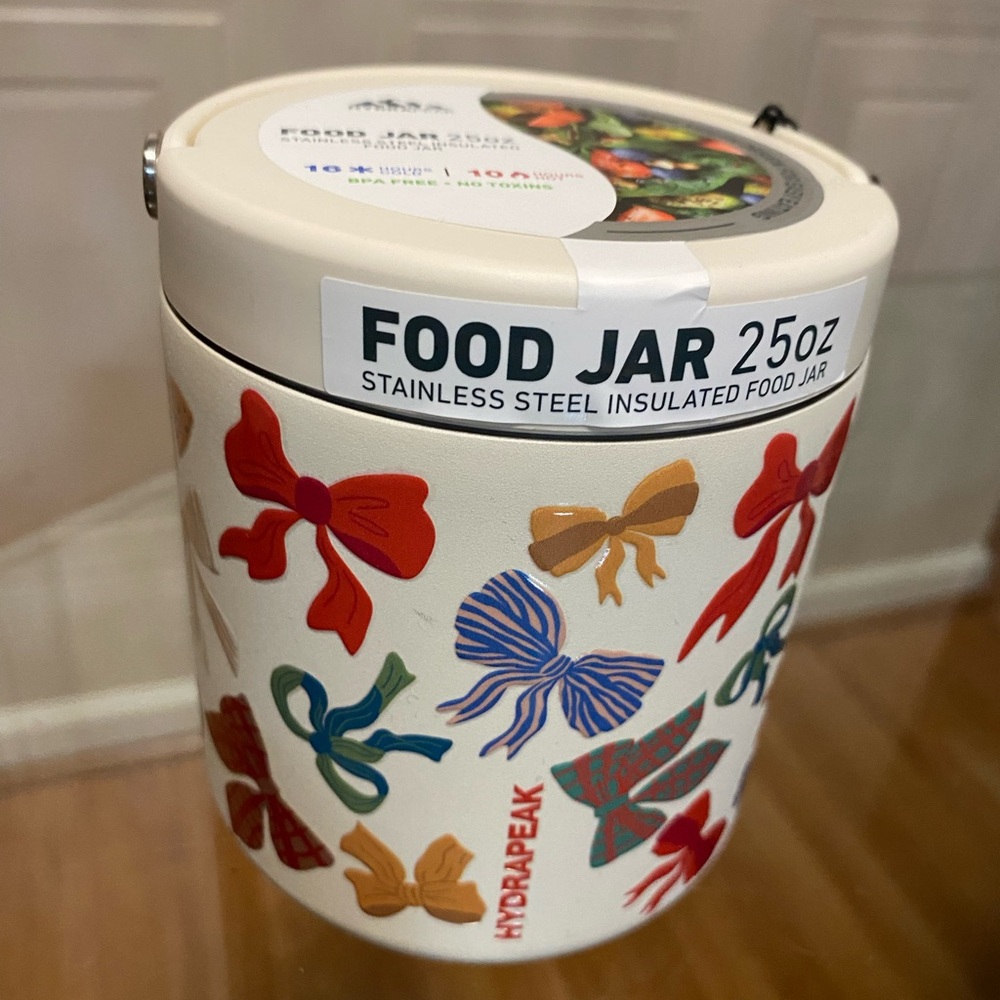 Hydrapeak Multicolor Bow Food Jar 25oz Stainless Steel Insulated Hot Cold
